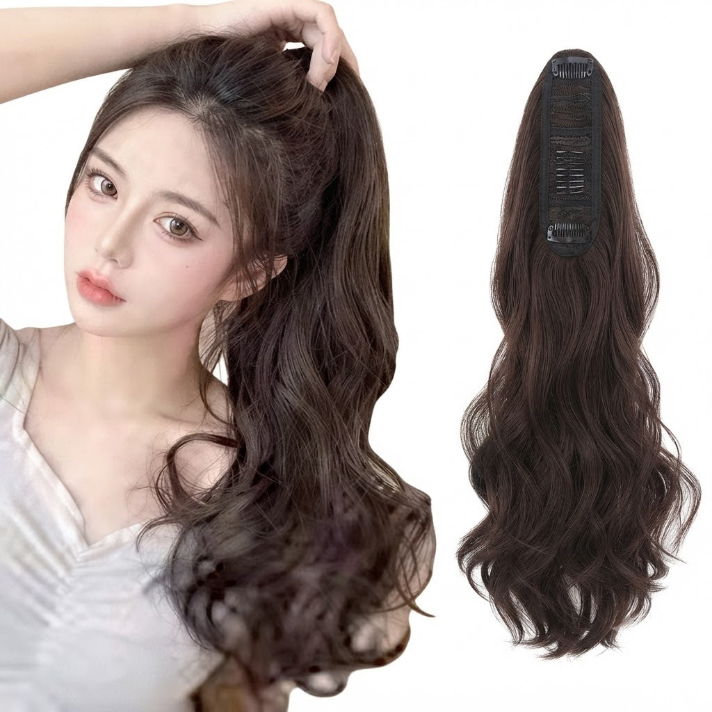 Long Wavy Claw Clip Ponytail Extension | Natural Looking Heat Resistant Hair Extension for Women