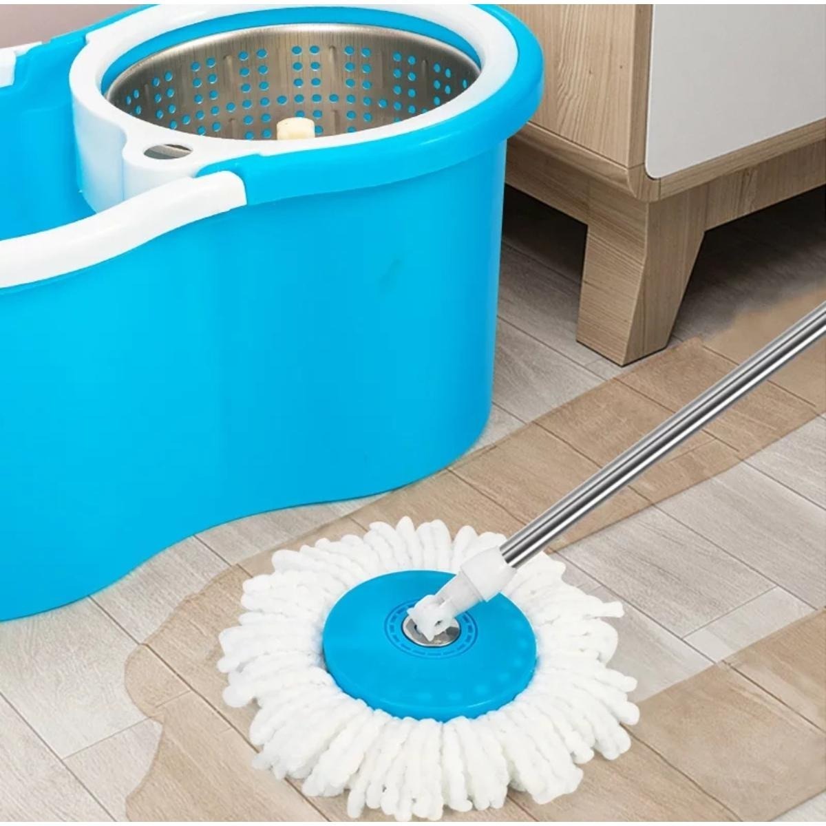 Easy Spin Mop Set with Steel Bucket – 360° Microfiber Floor Cleaner