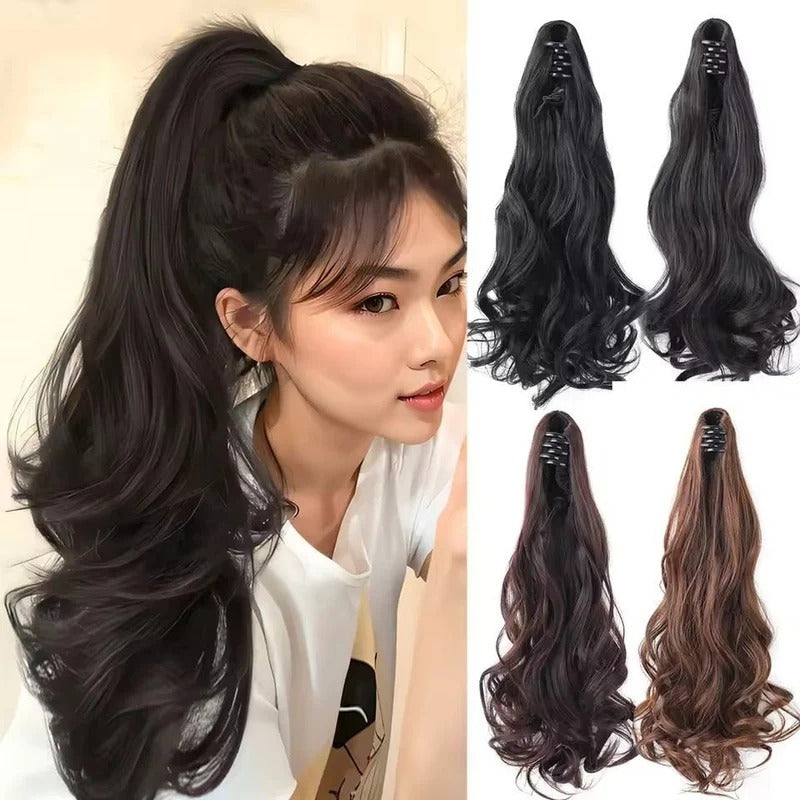 Long Wavy Claw Clip Ponytail Extension | Natural Looking Heat Resistant Hair Extension for Women