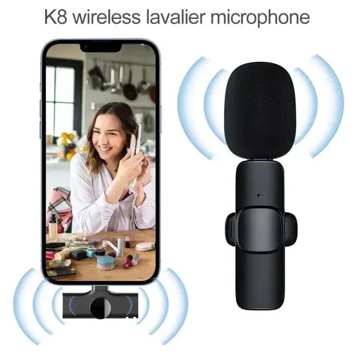 8 3-in-1 Wireless Microphone  Portable Clip-On Mic for Android, iPhone & Type-C Devices
