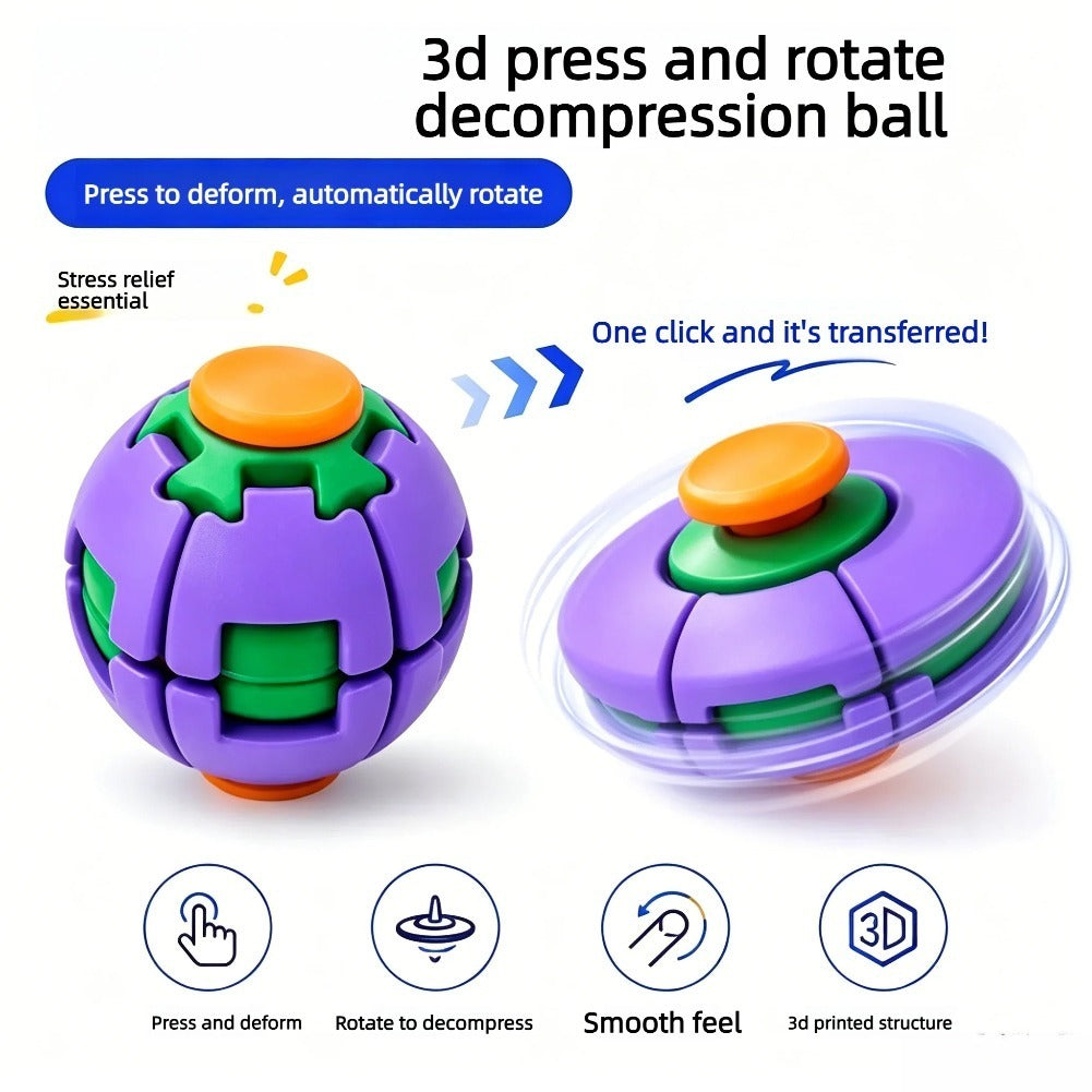 3D Fidget Spinner Ball – Rotatable Push Pop Stress Relief Toy
