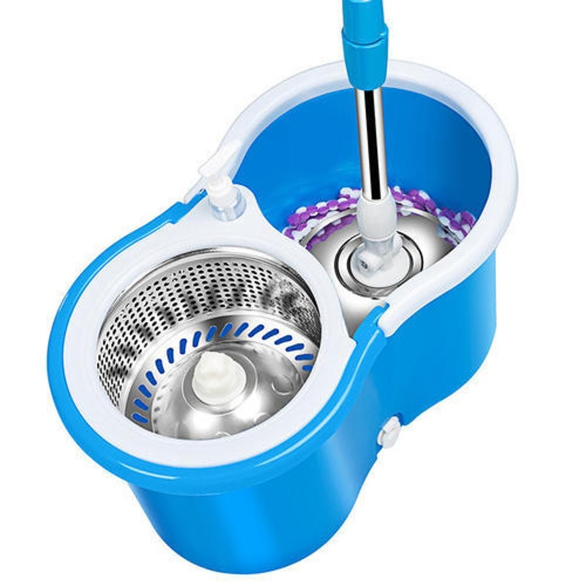 Easy Spin Mop Set with Steel Bucket – 360° Microfiber Floor Cleaner