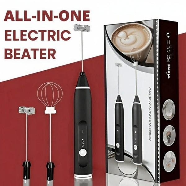 2-in-1 Electric Milk Frother & Egg Whisk – USB Rechargeable Mixer